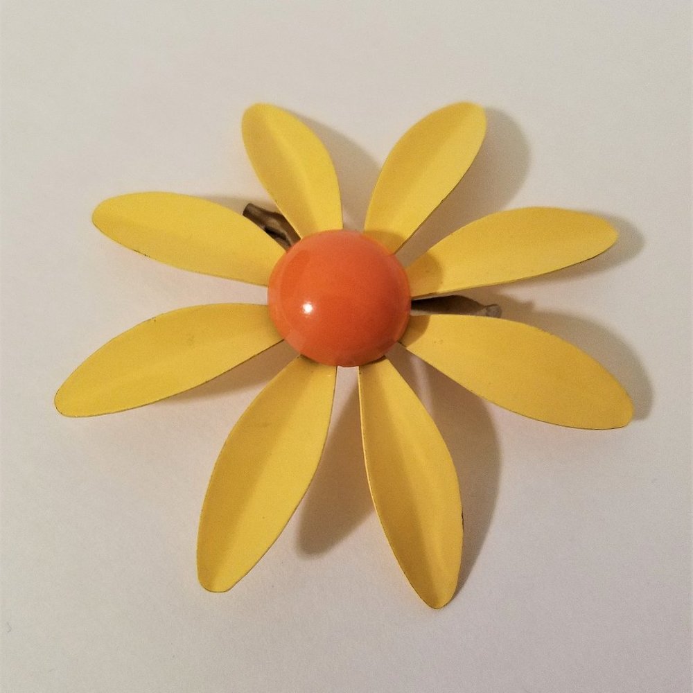 Vintage Yellow Orange Daisy Pin/Brooch 1960s?
